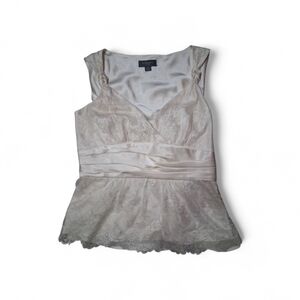 Liz Claiborne Ivory Satin Lace Blouse